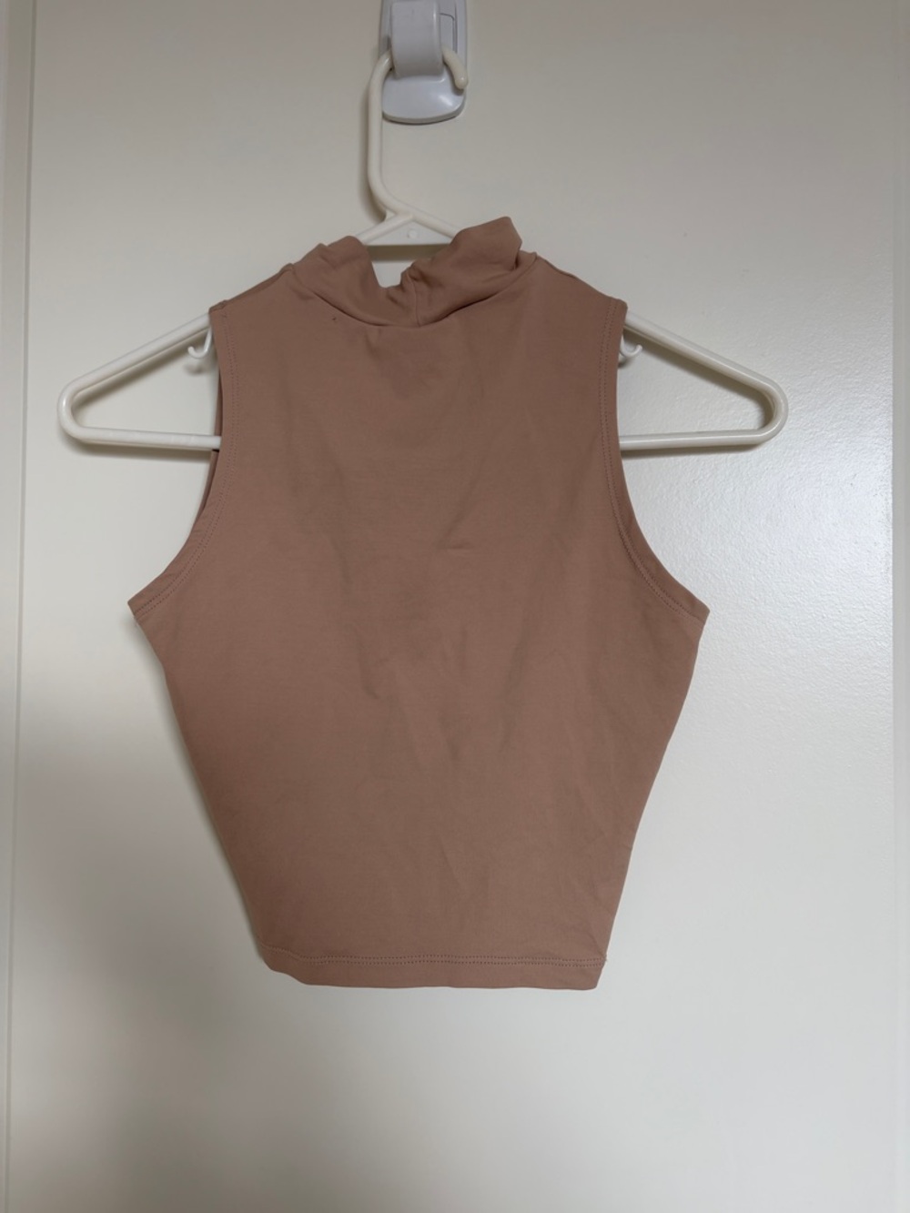 Body Wrappers Sleeveless Mock Neck Crop Top - Nude - Picture 2 of 2